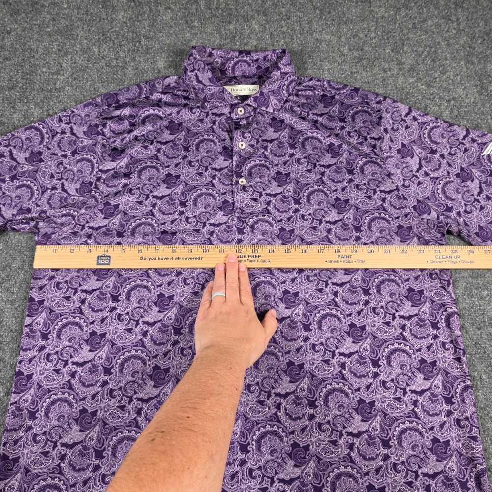 Donald Ross Polo Shirt Mens L Purple Paisley Short Sleeve Performance w/Logos - Picture 4 of 9